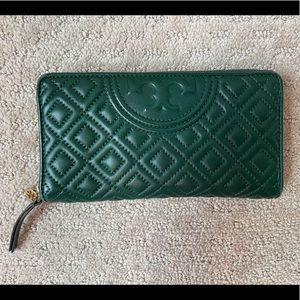 Green Quilted Tory Burch Wallet